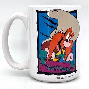 Vintage Looney Tunes Yosemite Sam Six Flags Ceramic Coffee Cup 1996 Warner Bros